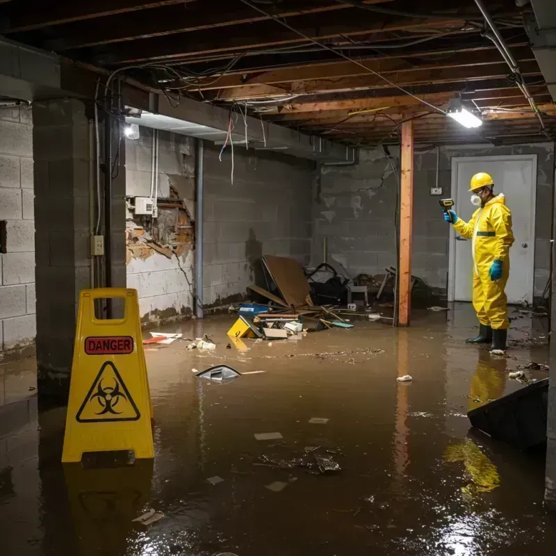 Flooded Basement Electrical Hazard in Dixon, IL Property